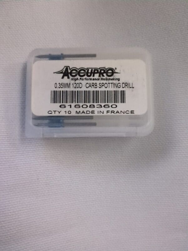 ACCUPRO 10pk Spotting Drills 0.35 mm Dia 120 °Pt 30 mm OAL CarbideA-6140035R