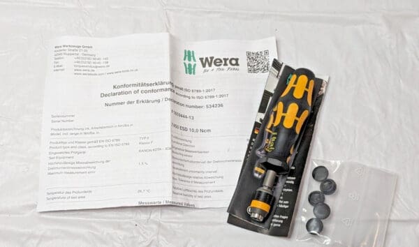 Wera Torque Screwdriver 7450 ESD 10.0 NCM 1/4"Dr 0.1 - 0.34Nm Torque 05074820001