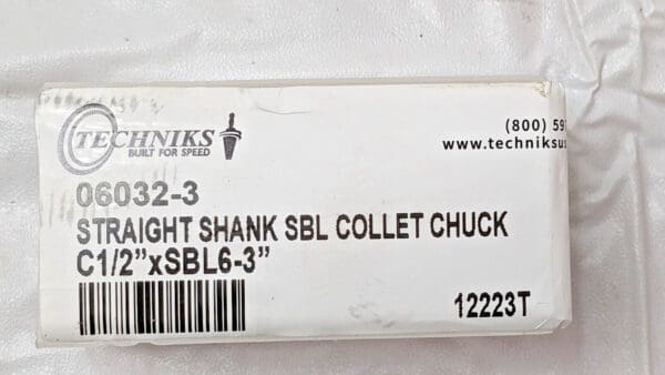 Techniks SlimFIT Straight Shank SBL Collet Chuck C 1/2" x SBL 6 - 3" 06032-3