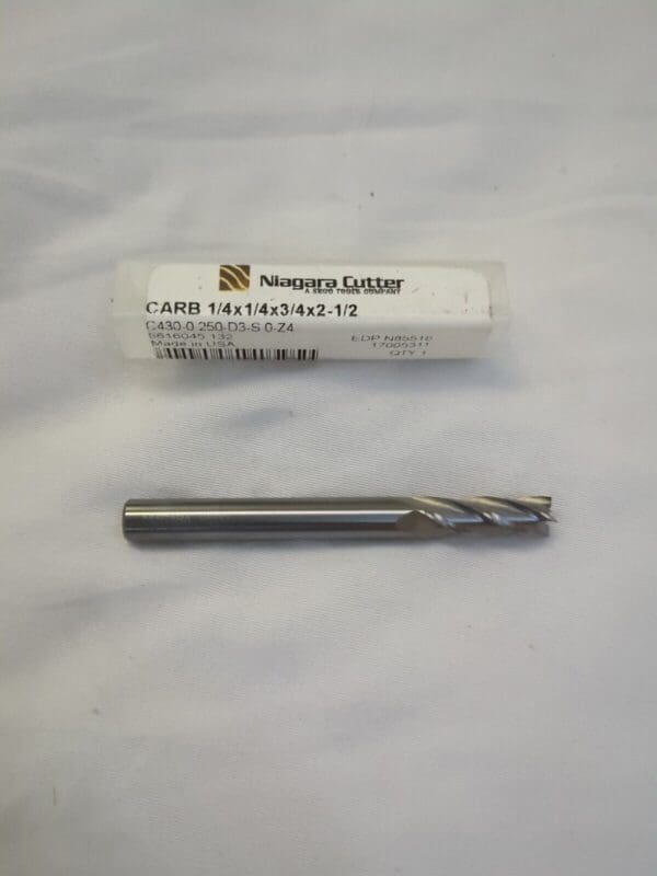 NIAGARA CUTTER Square End Mill: 1/4" Dia, 3/4" LOC, 4 Fl carbide 17005311