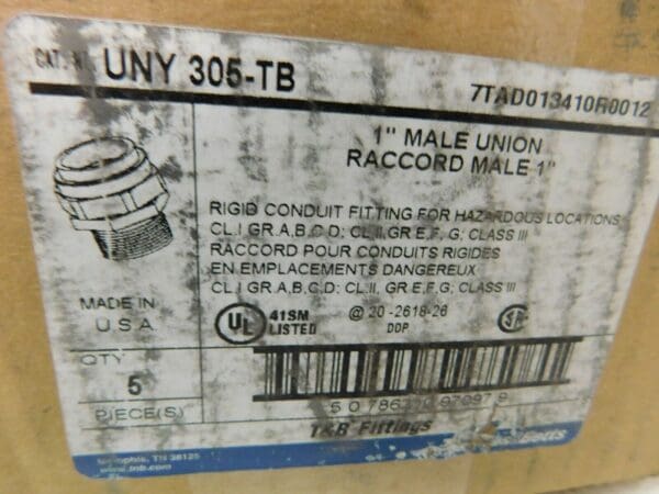 Thomas & Betts 1" Trade Rigid/Intermed (IMC) Conduit Male Union Qty 2 UNY305-TB