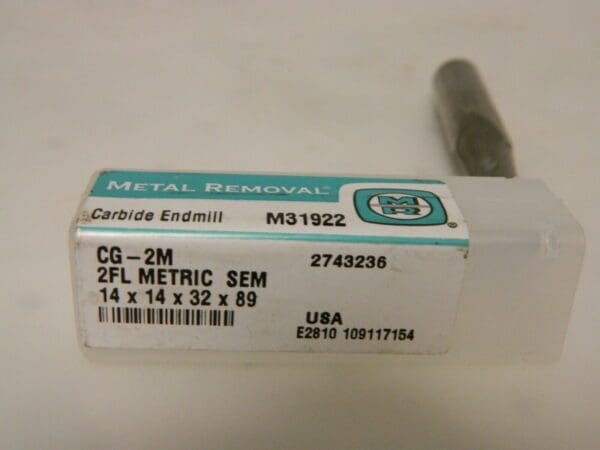 Metal Removal Metric Spiral End Mill 14mm Dia. x 32mm LOC Carbide 2F M31922