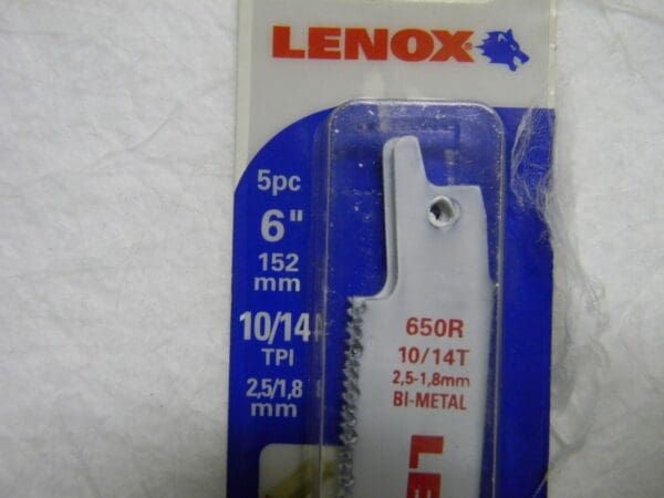 Lenox 6" Long x 3/4" Thick Bi-Metal Reciprocating Saw Blade QTY 5 20592650R