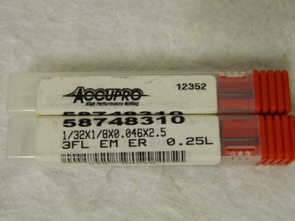 Accupro Square End Mill 1/32" Dia. x 2-1/2" OAL 3FL Carbide Qty. 2 5874831