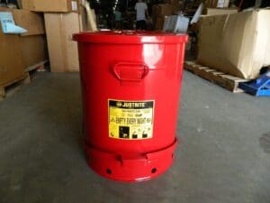 Justrite Steel Disposal Can 21 Gallon Cap Galvanized 09700 DAMAGED