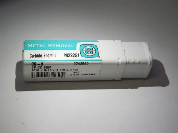 Metal Removal 9/16" x 9/16" x 1-1/8" x 3-1/2" 3F Carbide Single End Mill M32251