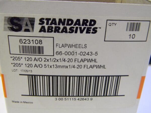 Standard Abrasives A/O Flap Wheels 2" x 1/2" x 1/4-20" 20-Grit Qty. 10 623108