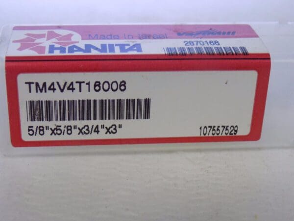 Hanita Carbide End Mill 5/8" Dia x 3" OAL 4FL RH ALTIN #TM4V4T16006