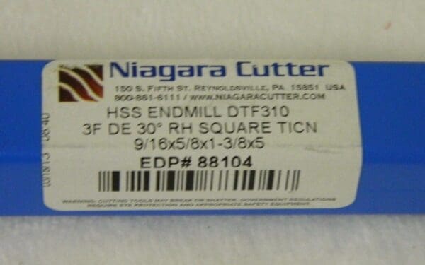 Niagara Cutter Double End Mill 9/16"x 1-3/8" x 5" HSS TiCN 3FL N88104