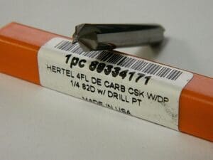 Hertel 1/4" Head Diam 1/4" Shank Diam 4 Fl 82° Solid Carbide Countersink 8933417