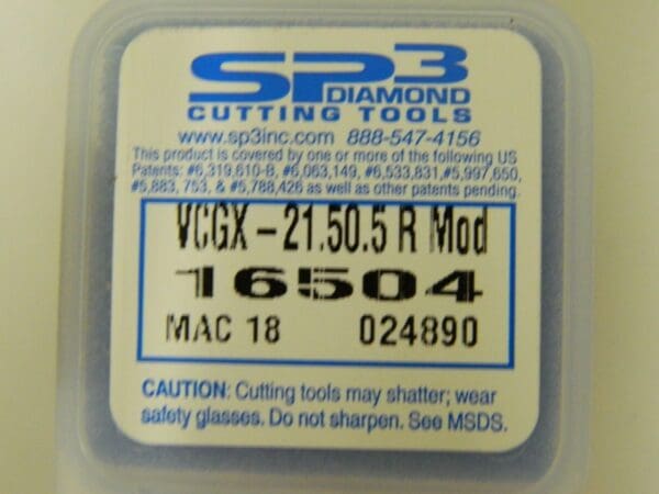 SP3 Cutting Tools Inerts VCGX-21.50.5 R MOD MAC 18 QTY 2 16504