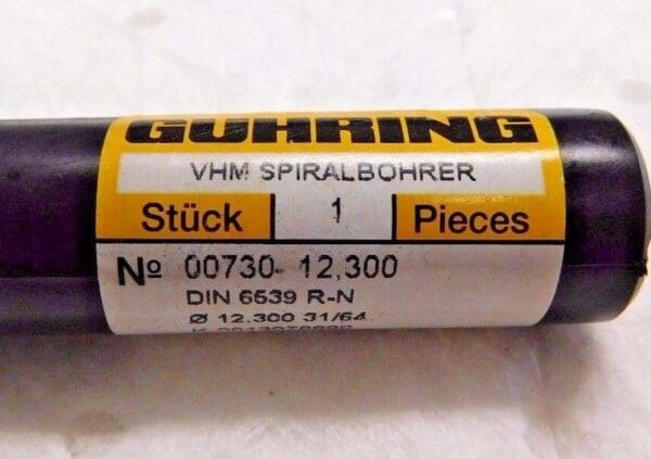 Guhring Carbide VHM Spiral Bohrer Drill 12.3mm 00730 - 12,300 DIN 6539 R-N 78890