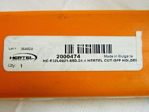 Hertel Indexable Cutoff Toolholder 1-1/4" x 1" HC-E32L0021-85D.24.4 2000474