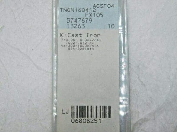 Tungaloy Ceramic Turning Inserts TNGN333/TNGN160412 Grade FX105 Qty 10 6808251