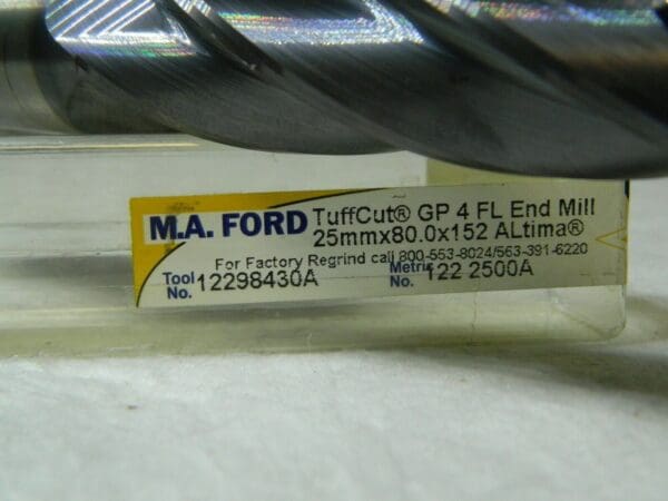 MA Ford TuffCut GP Series 4FL 25mm x80.0mm x152mm ALtima CC End Mill 12298430A