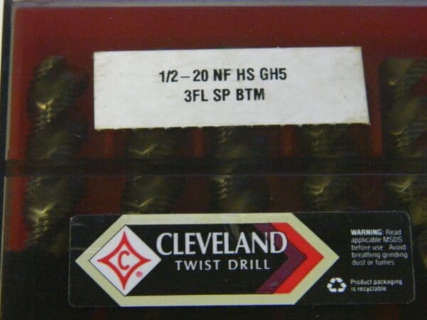 Cleveland 1/2"-20NF HS GH5 3Flute Bottoming Taps QTY 10 GH5