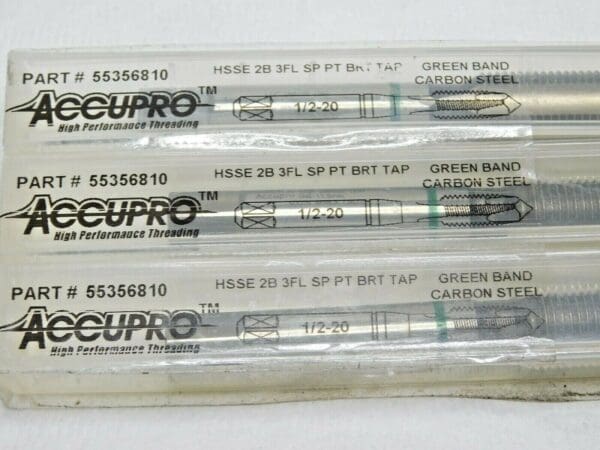 Accupro Plug Taps HSSE RH 1/2"-20 UNF 2B 3FL QTY 3 55356810