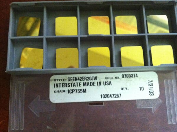 Interstate SEEN42ER20JW ICP755M Carbide Milling Inserts Qty. 10 #0700374