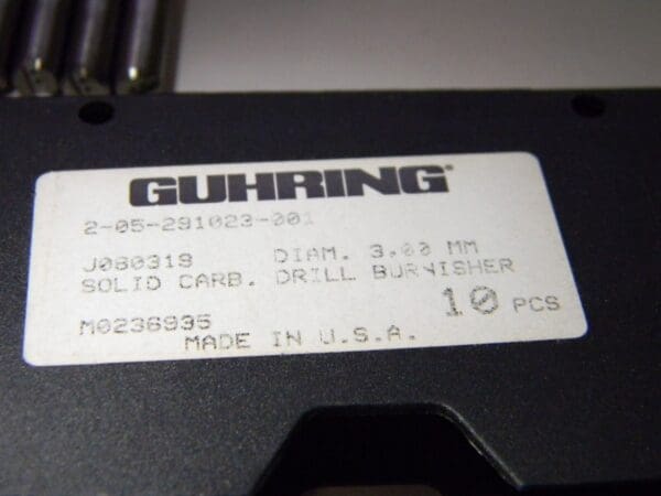 Guhring J080319 Solid Carbide Coolant Drill Burnishers Qty 10 2-05-291023-001