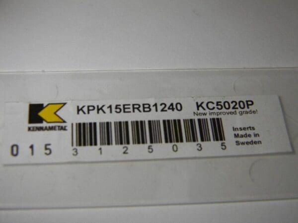 Kennametal KPK115 Grade KC5020P Carbide Milling Insert QTY 10 3125035