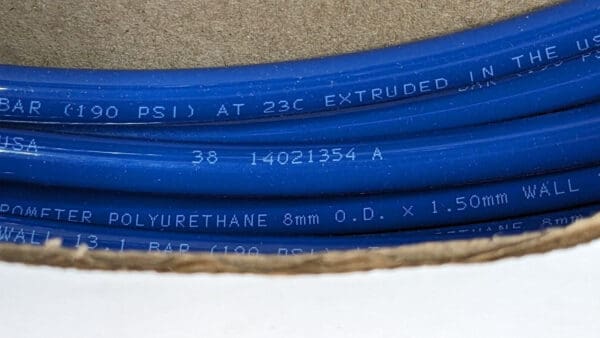 Parker Flexible Polyurethane Blue Tubing 8mm OD X 100 Ft Long 95UM-8x1.5-BLU-010