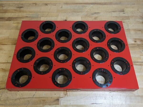 Huot Angled Storage Rack for 50 Taper CNC Tools 18 Holes 27" x 20" x 11" 14850