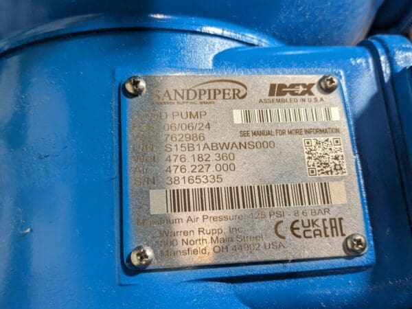 Sandpiper Air Operated Double Diaphragm Pump 1-1/2" NPT S15B1ABWANS000