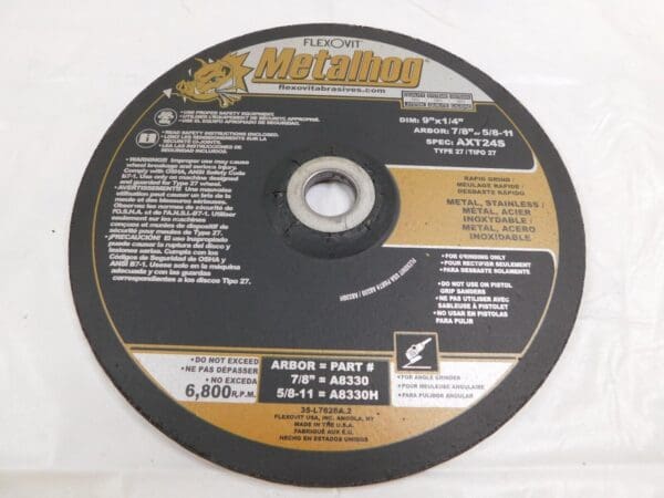 FFLEXOVIT A8330 9" X 1/4" X 7/8" METALHOG GRINDING WHEEL qty 14 A8330