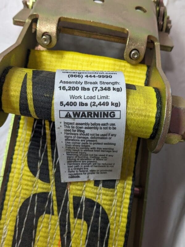 US Cargo Polyester Tie Down: 4" Wide, 5400 lb Load Capacity 8502FEWH