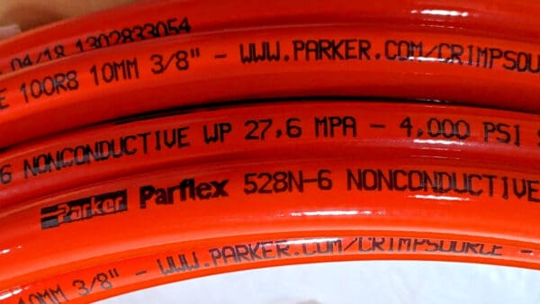 Parker Parflex Thermoplastic Hydraulic Hose Orange 3/8"ID 4000PSI 50FT 528N-6