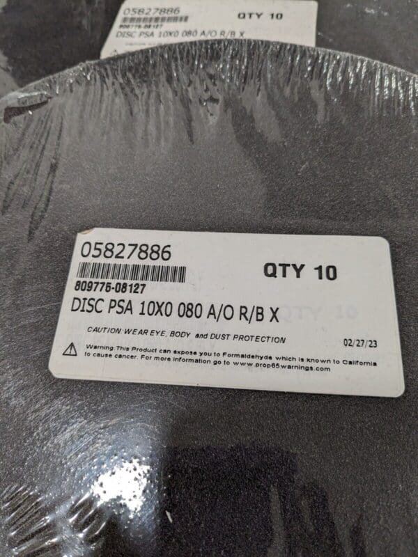 PSA Disc: 10" Disc Dia, 80 Grit, Aluminum Oxide Qty 20 809775-08127