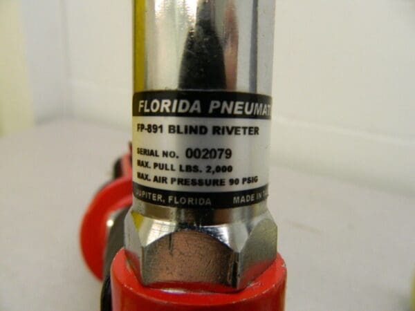 Florida Pneumatic Air Riveting Hammer 3/16" Cap. FP-891