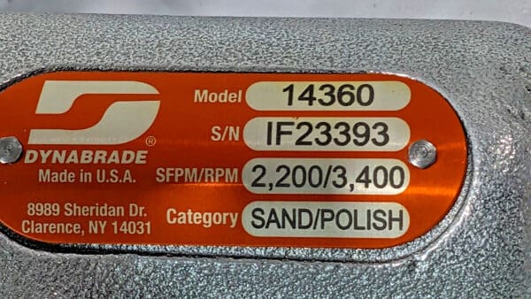 Dynabrade Pneumatic Pipe Belt Finisher 2200/3400 SFPM/RPM 14360