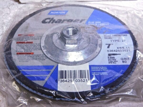 Norton Flap Discs Charger Type 27/R822 7”x 5/8-11 80 Grit Qty-5 63642503521