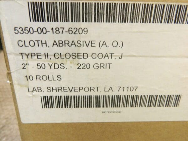 Skilcraft Shop Roll 2" x 50 Yds 220 Grit Type II J Qty 10 Rolls 5350-00-274-6209