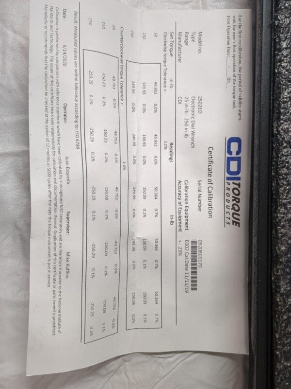 CDI Electronic Torque Wrench 3/8" Drive 2502ED-CDI PARTS/REPAIR