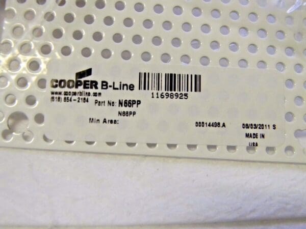 Cooper B-Line 4-1/4" x 4-1/4" Electrical Enclosure Perforated Panels Qty 5 N66PP