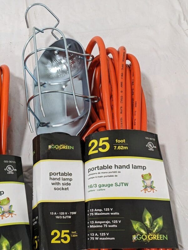 GoGreen Power 16/3 25' Portable Hand Lamp, Orange Qty 2 (GG-36725)