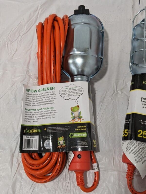 GoGreen Power 16/3 25' Portable Hand Lamp, Orange Qty 2 (GG-36725)