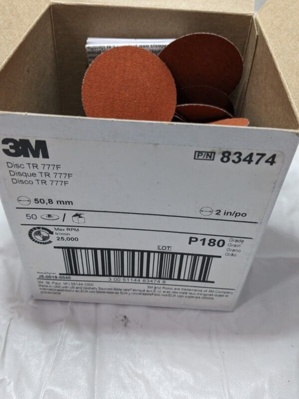 3M Quick-Change Disc: Roloc TR, 2″ Dia, 180 Grit, AO, Coated Qty 50 7000000390