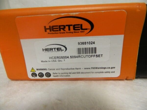 Hertel 0.812" Max Depth Right Hand Indexable Cutoff Toolholder HCER05004.5094R