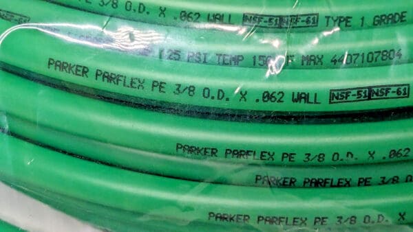 Parker Green Polyethylene Tubing 3/8" X .062 Wall 125PSI QTY 100 Ft E-64-G-0100