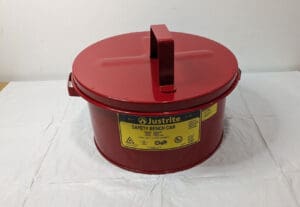 Justrite 2 Gallon Red Steel Bench Can w/Perforated Dasher Plate 10575