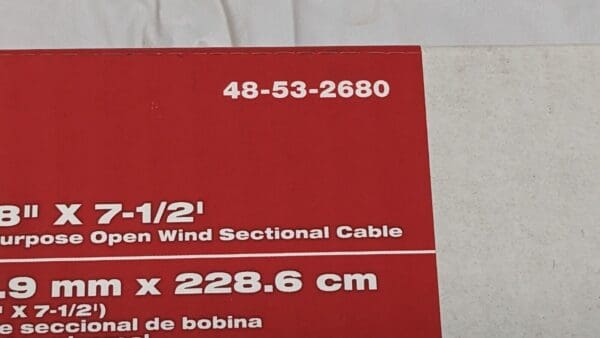 Milwaukee All-Purpose Open Wind Sectional Cable 5/8" X 7-1/2 Ft 48-53-2680