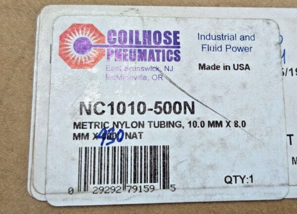 Coilhose Pneumatics Nylon Tubing Natural 10mm X 8mm X 430 Feet NC1010-500N