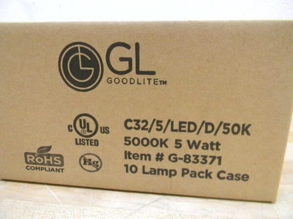 GoodLite LED Dimmable Light Bulb 5000K 600 Lumens 5 Watt G-83371 Box of 10