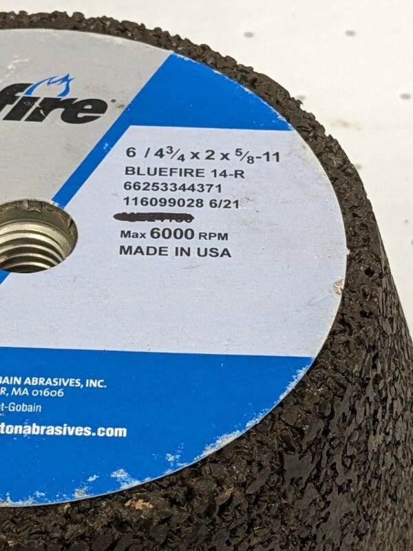 Norton Grinding Wheel: 6" Dia, 14 Grit, R Hardness, Type 11 66253344371