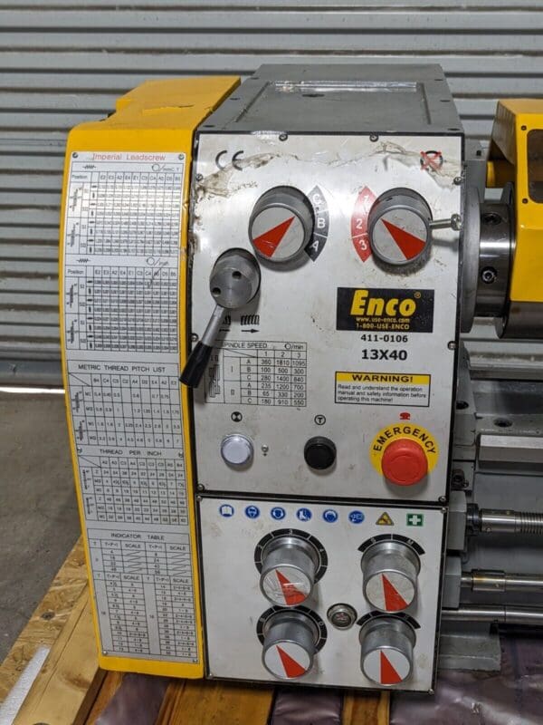 Enco 13 x 40 Geared Head Bench Lathe 2 HP 220v 1 Phase 411-0106 Damaged