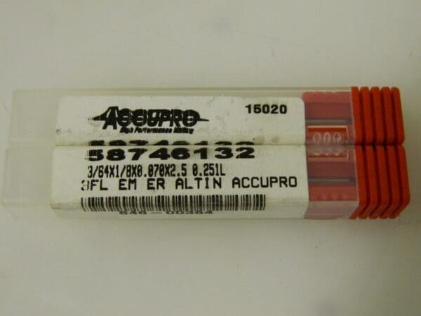 Accupro Carbide Square End Mills 2 Pack 3FL 3/64" Dia 0.07" L. of Cut 58746132