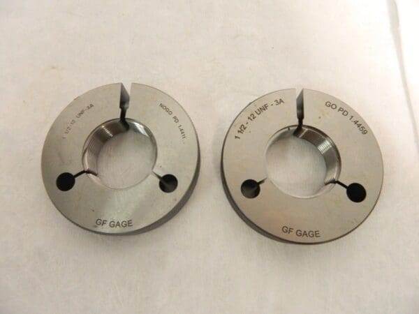 GF Gage 1-1/2 - 12 Go/No Go Double Ring Thread Gage Class 3A R1500123AS